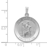 14k White Gold Polished and Satin Solid Saint Christopher Medal Pendant XR514