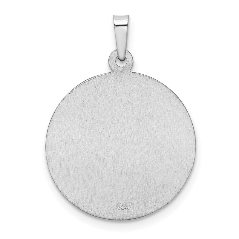 14k White Gold Polished and Satin Solid Saint Christopher Medal Pendant XR514