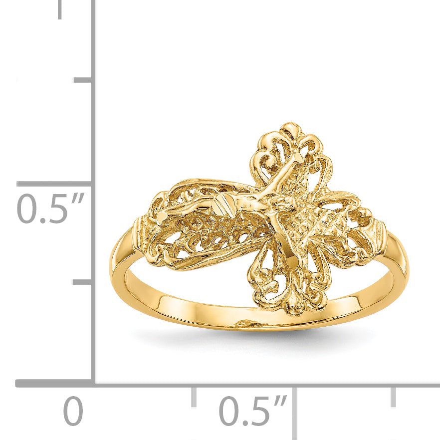 14K Diamond-cut Crucifix Ring K3970
