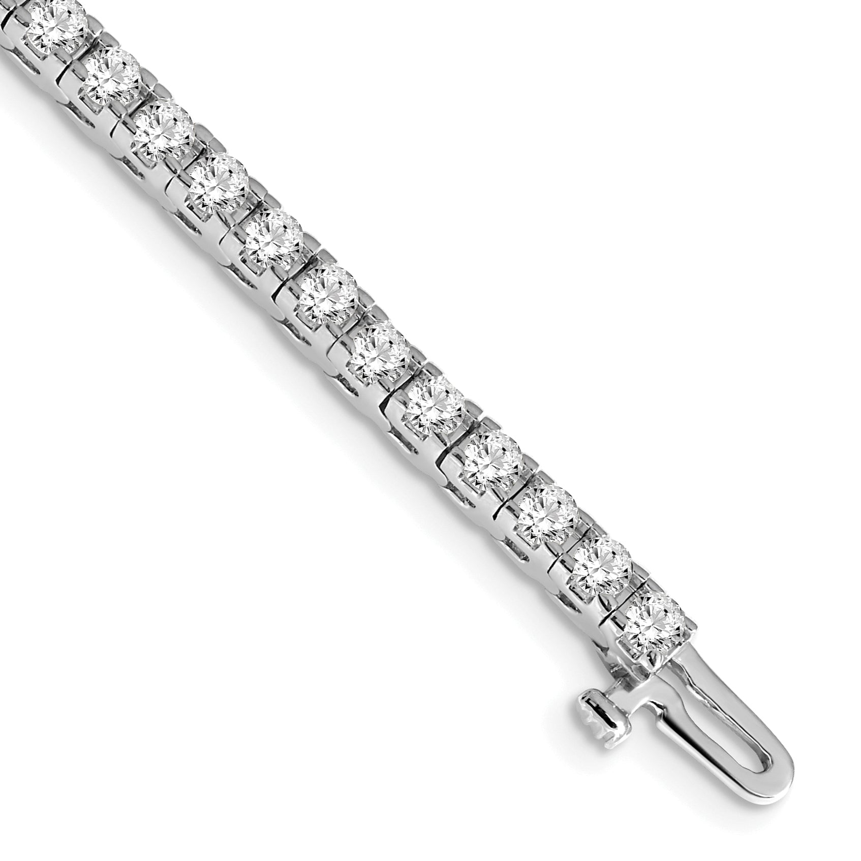 14k White Gold Complete 4.1 carat Round AA Diamond 4-prong 7 inch Tennis Bracelet X733WAA