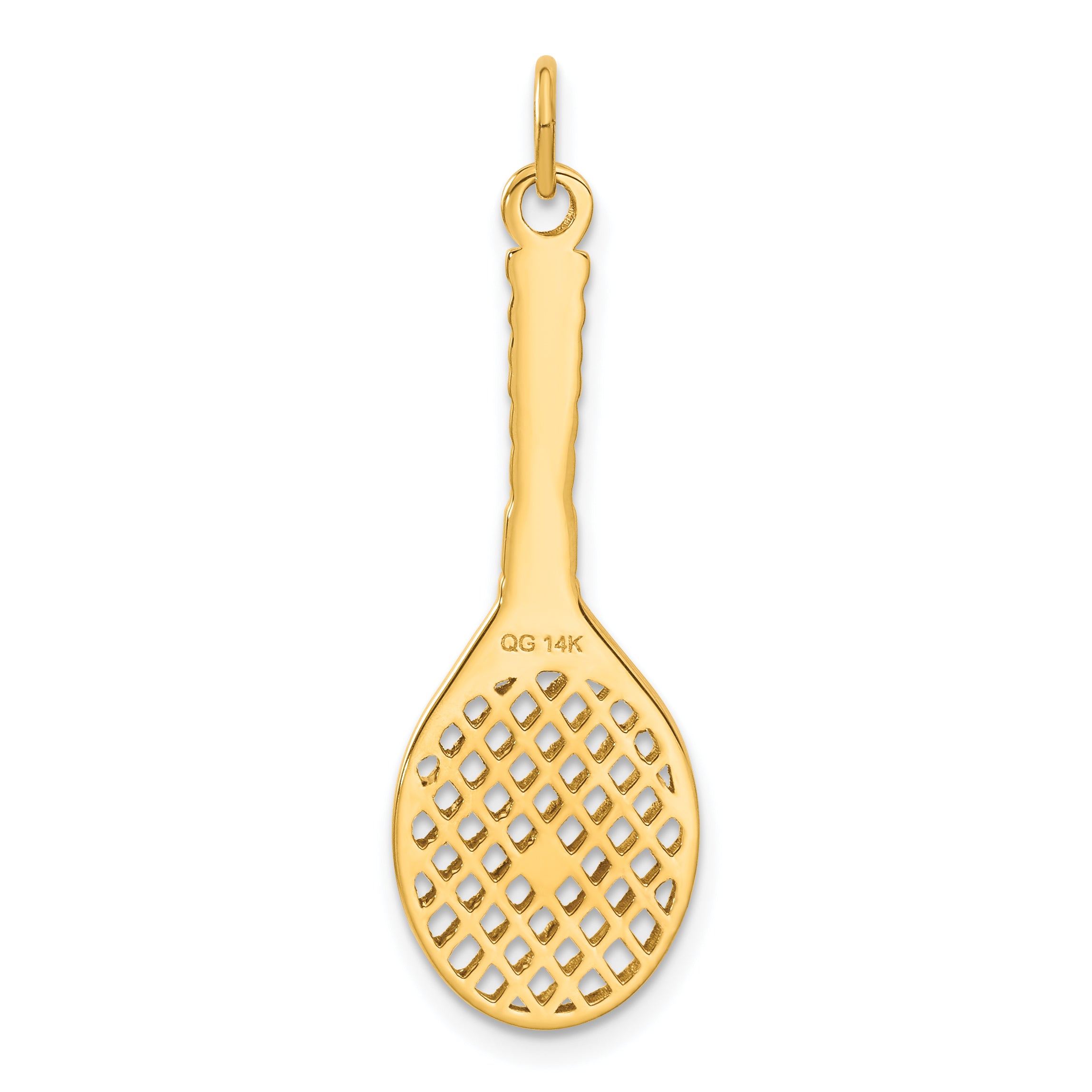 14K Tennis Racquet with Freshwater Cultured Pearl Ball Charm A0378