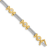 14k Two-tone Complete 1.4 carat Round VS Diamond Bezel and Twisted Bar 7 inch Bracelet X2015VS