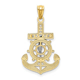 14k and White Rhodium Polished Mariners Crucifix Pendant K6330