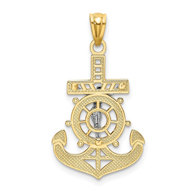 14k and White Rhodium Polished Mariners Crucifix Pendant K6330