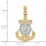 14k and White Rhodium Polished Mariners Crucifix Pendant K6330