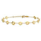 14k Ruffle Star Flowers 9 inch Plus 1 inch Extender - Total 10 inch Anklet ANK176