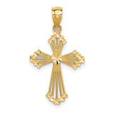 14K Cut-Out Stripes Cross with Heart Charm REL118