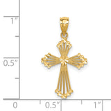 14K Cut-Out Stripes Cross with Heart Charm REL118