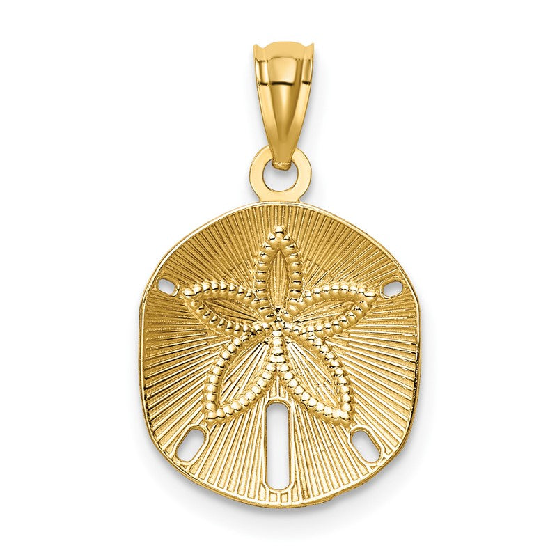 14k Satin Diamond-cut Sand Dollar Pendant K6070