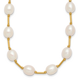 14k 7-8mm White Rice Freshwater Cultured Pearl Beaded 18 inch Necklace XF558