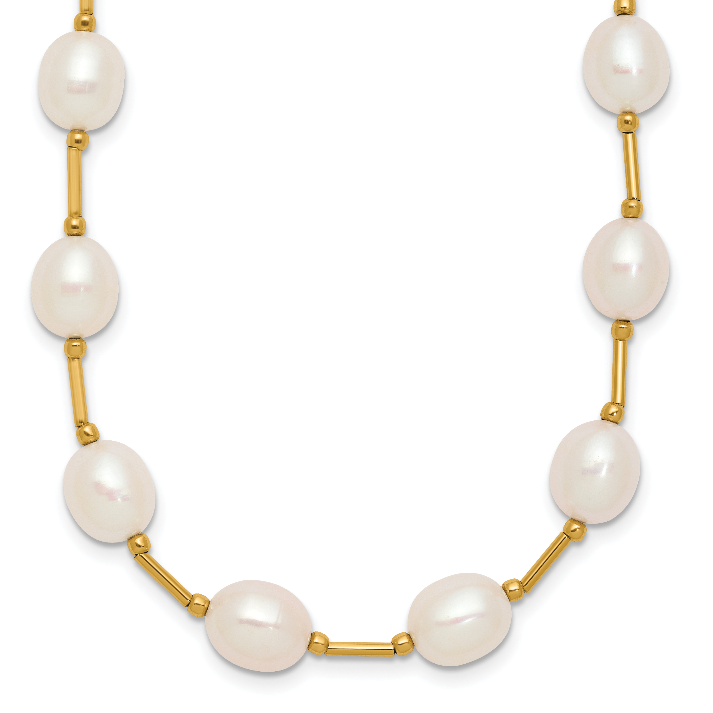 14k 7-8mm White Rice Freshwater Cultured Pearl Beaded 18 inch Necklace XF558
