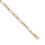 14k White Gold Complete Diamond and Oval Amethyst Fancy Link 7 inch Bracelet BM4492