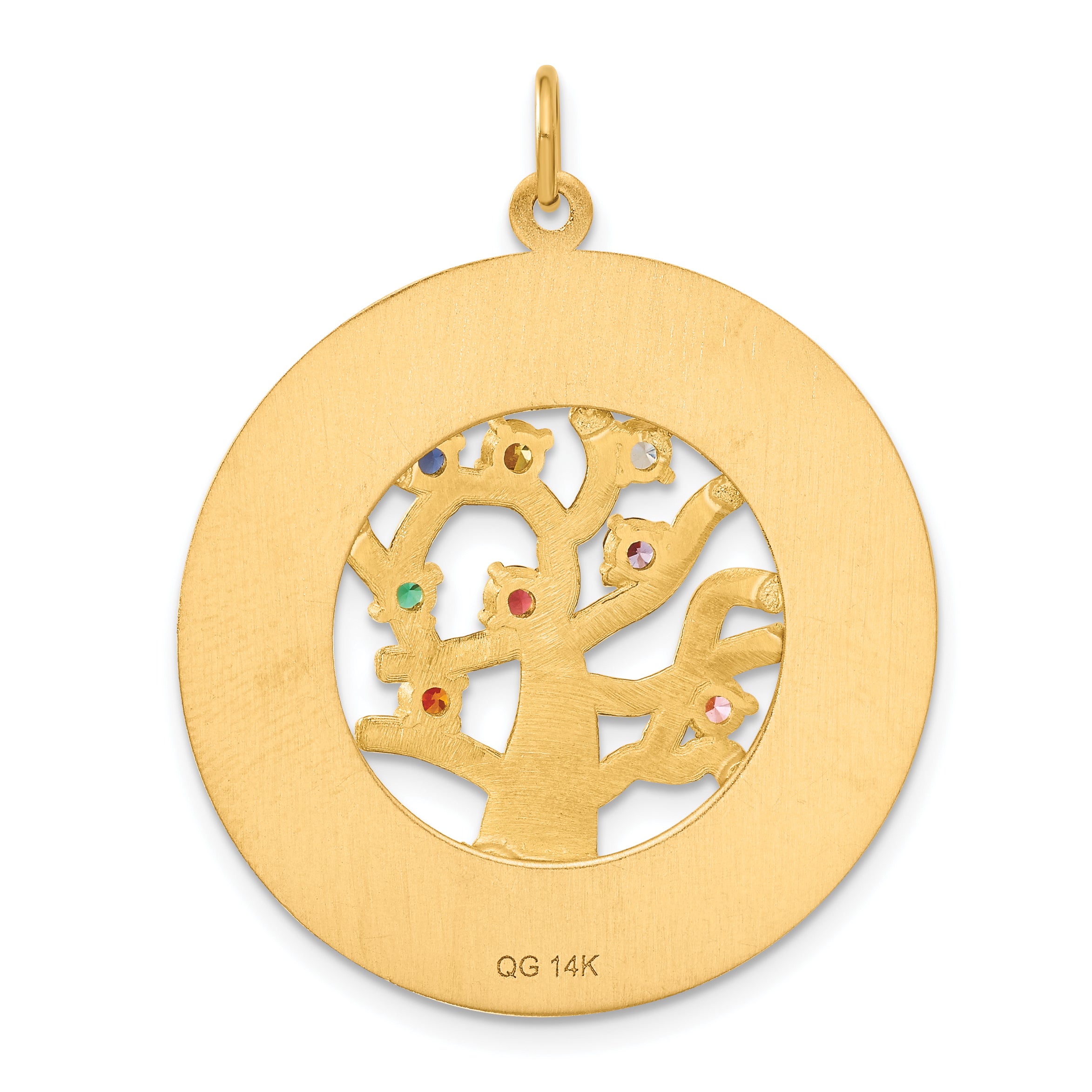 14k Multi-color CZ TREE OF LIFE Pendant A4133