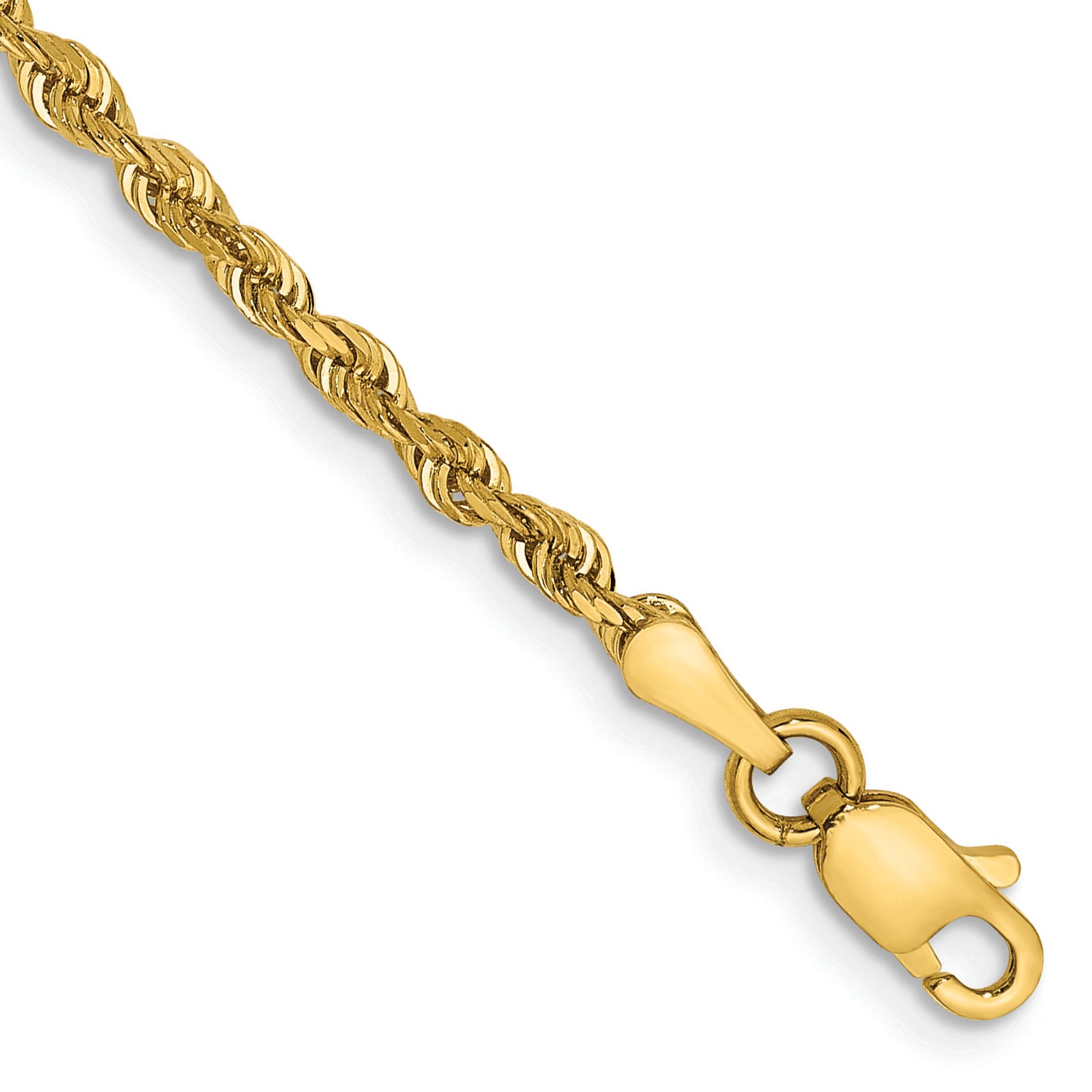 14K 10 Inch 2.25mm Diamond-cut Quadruple Rope Lobster Clasp Anklet QTR018