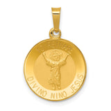 14K Polished Satin Hollow Spanish Divino Nino Round Medal Pendant XR1670