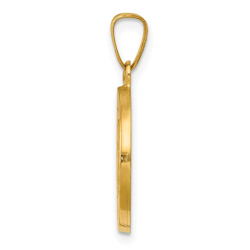 14K Polished Satin Hollow Spanish Divino Nino Round Medal Pendant XR1670