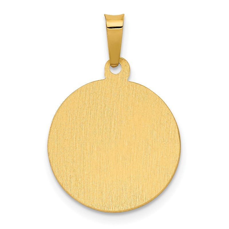 14K Polished Satin Hollow Spanish Divino Nino Round Medal Pendant XR1670