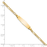 14k Polished Solid Chain/Solid Plate Figaro Link Soft Diamond Shape 19.5x5mm Plate 6 inch Baby/Child ID Bracelet FIG060IDC