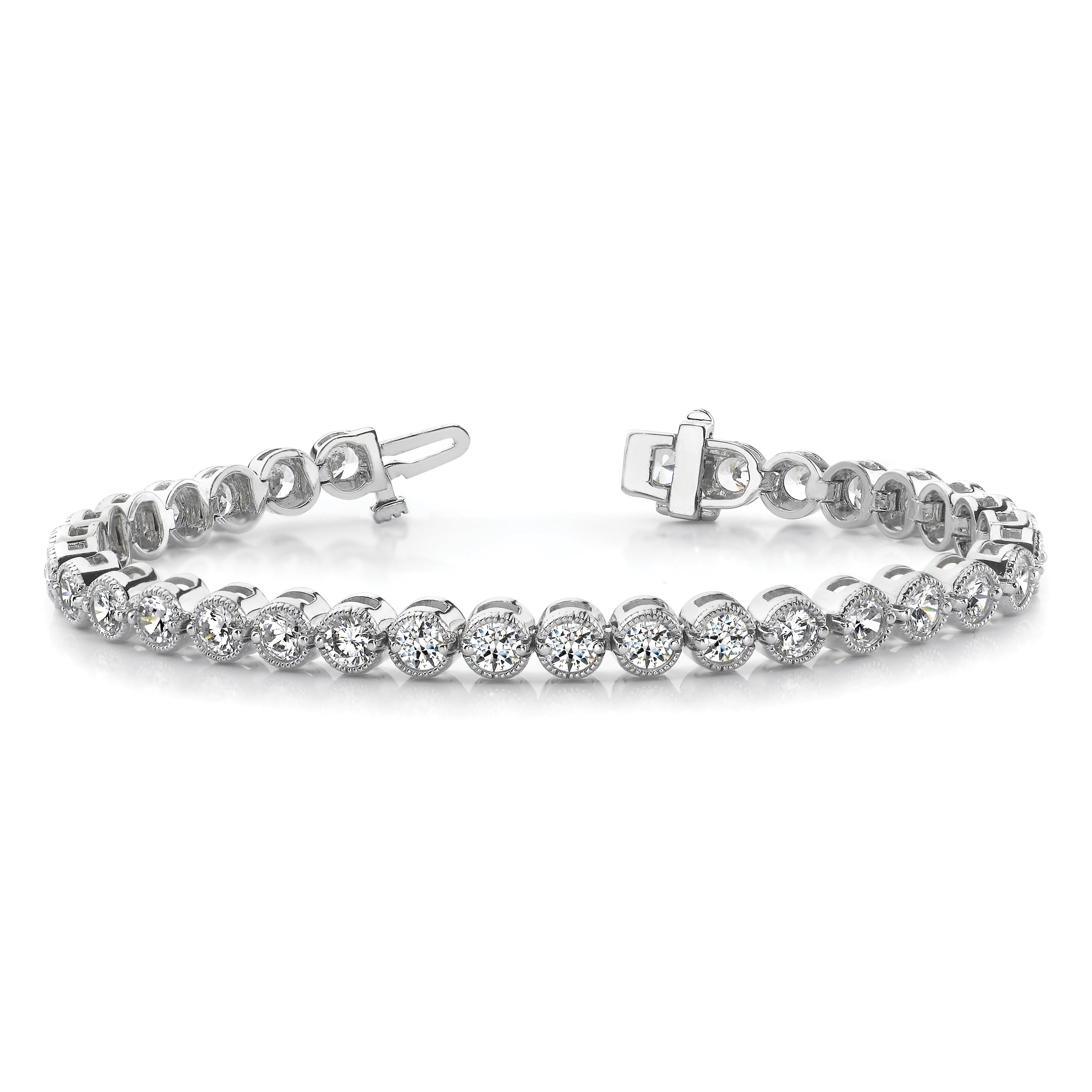 14k White Gold Complete 2.13 carat Round VS Diamond 2-prong 7 inch Tennis Bracelet X2896WVS