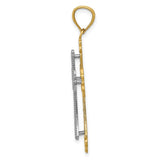 14K Two-tone Polished 2-Level Fleur de Lis Cross Pendant K5521