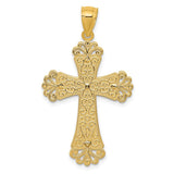 14K Two-tone Polished 2-Level Fleur de Lis Cross Pendant K5521