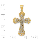 14K Two-tone Polished 2-Level Fleur de Lis Cross Pendant K5521