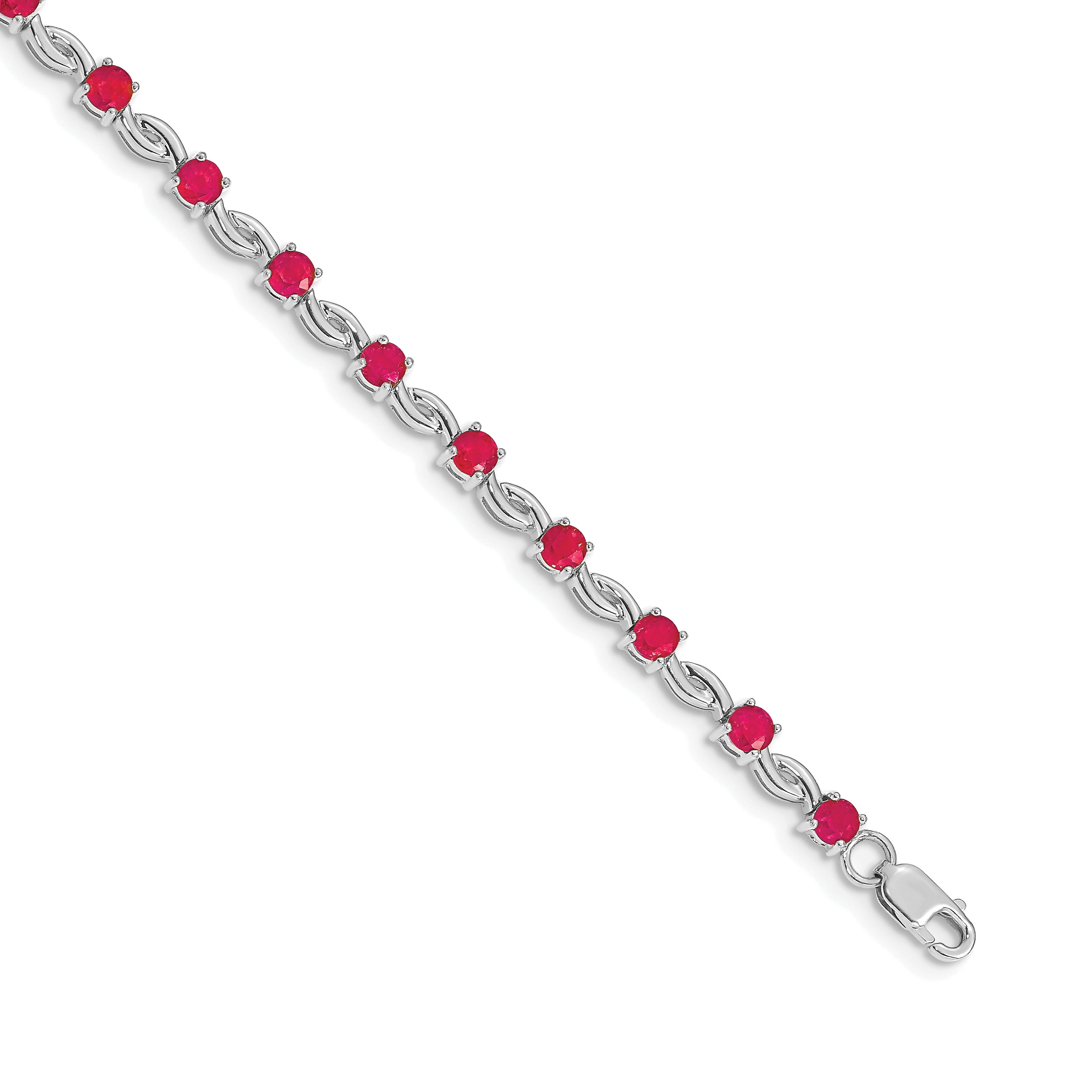 14k White Gold Complete Round Emerald Fancy Link 7 inch Bracelet BM4480