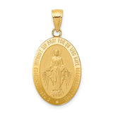14k Polished and Satin Solid Miraculous Medal Oval Pendant M1433