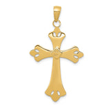 14k and White Rhodium Textured Cross Pendant K3659