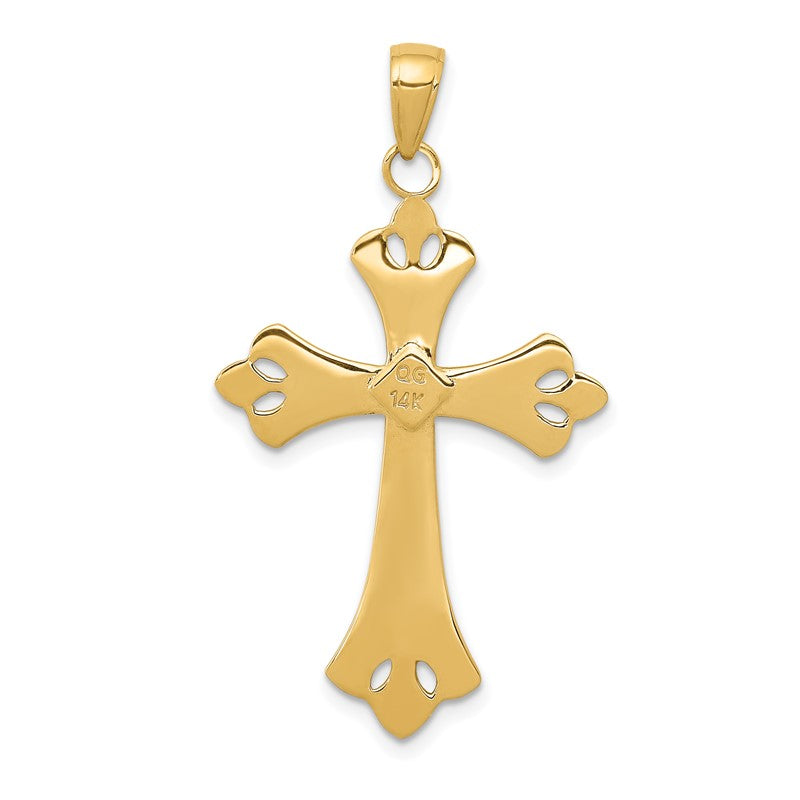14k and White Rhodium Textured Cross Pendant K3659