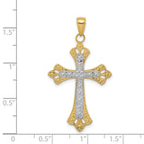 14k and White Rhodium Textured Cross Pendant K3659