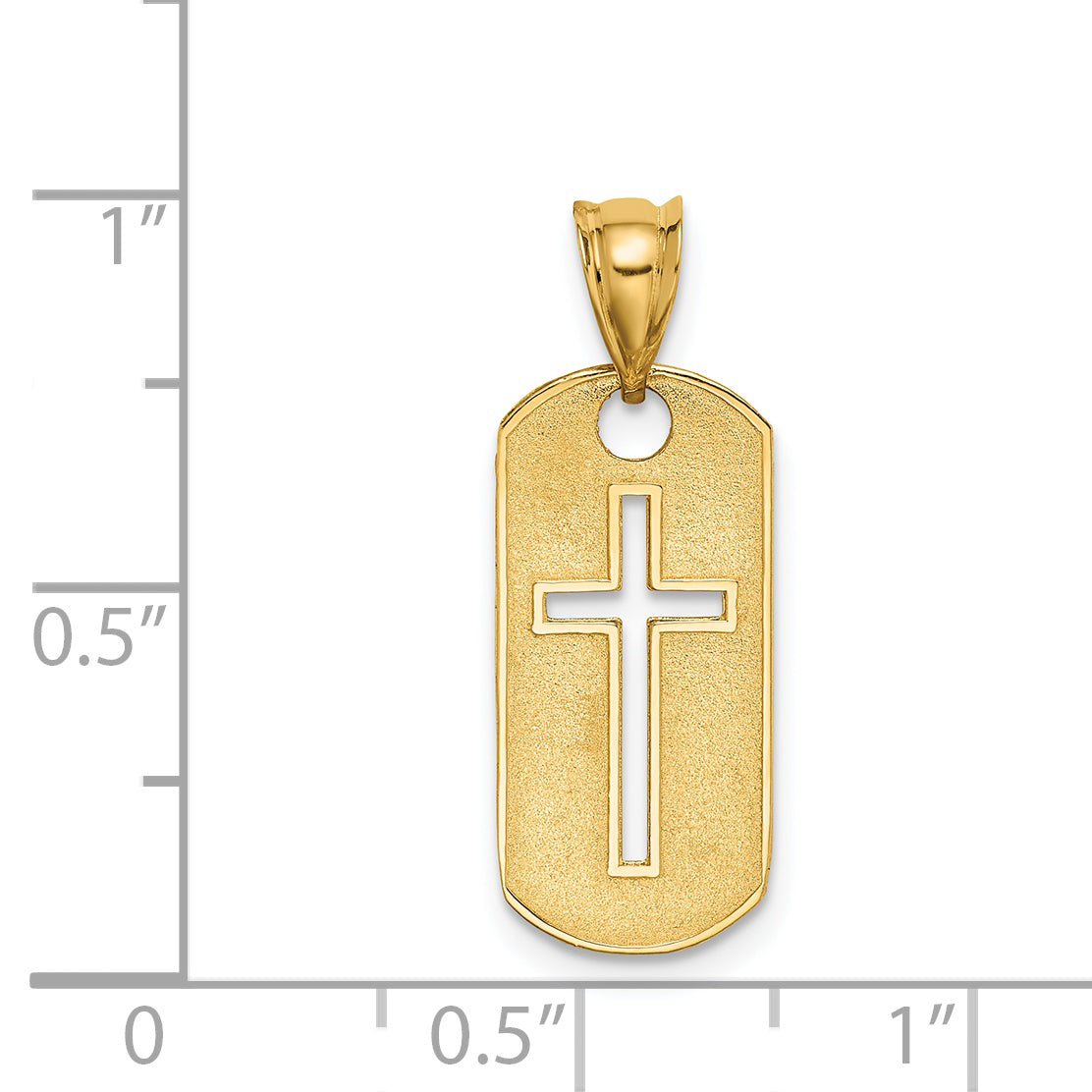 14k Polished Cross Cut-out Dog Tag Pendant D3794