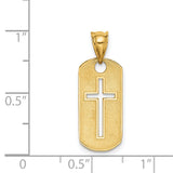 14k Polished Cross Cut-out Dog Tag Pendant D3794
