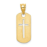 14k Polished Cross Cut-out Dog Tag Pendant D3794