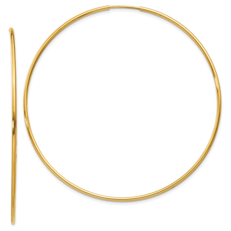 14k 1.2x60mm Polished Endless Tube Hoop Earrings XY1214
