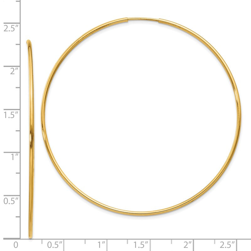 14k 1.2x60mm Polished Endless Tube Hoop Earrings XY1214