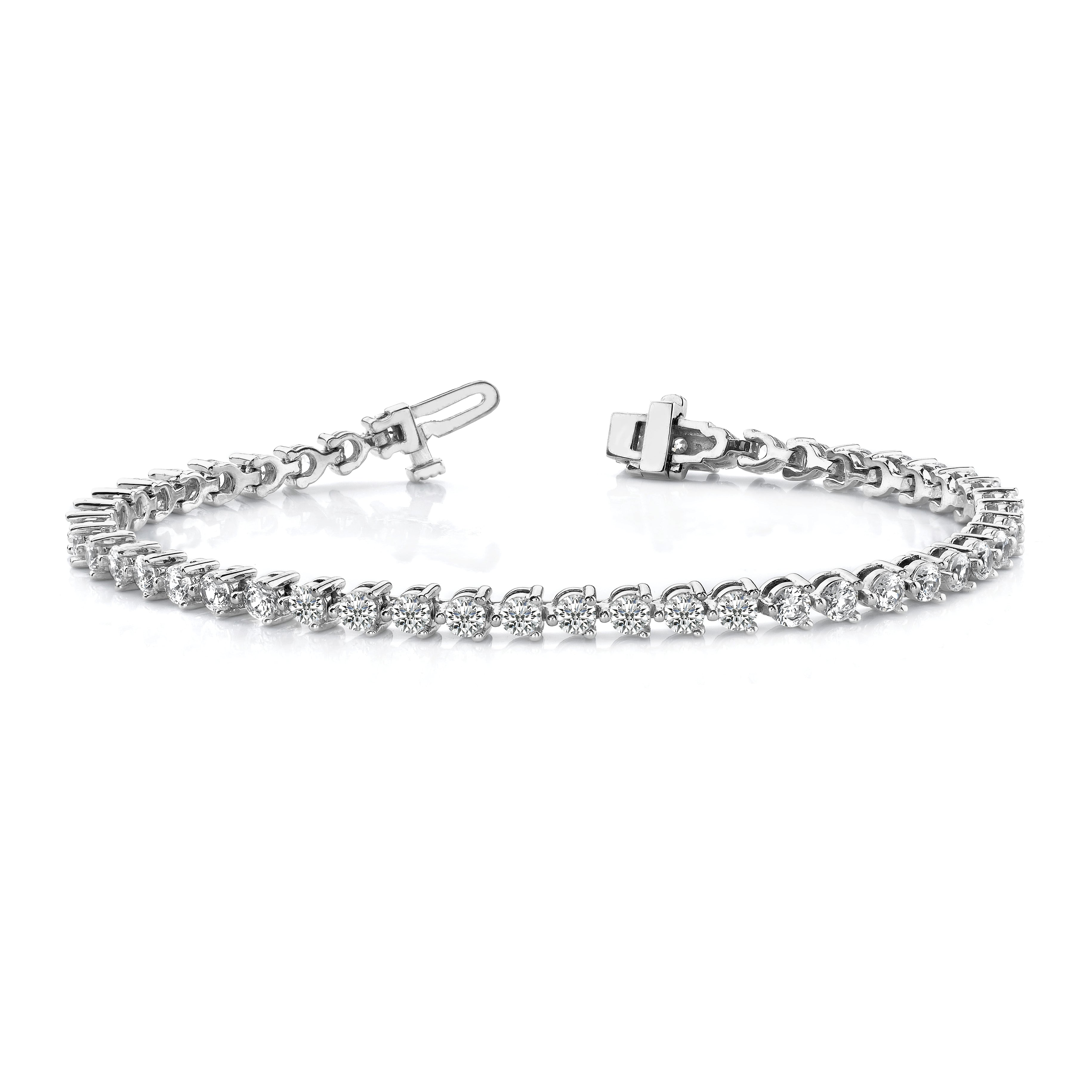 14k White Gold Complete 2.4 carat Round AAA Diamond 3-prong 7 inch Tennis Bracelet X2837WAAA
