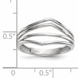 14k White Gold Polished Curved 4-Bar Ring R608