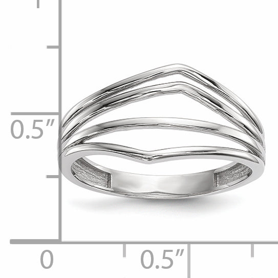 14k White Gold Polished Curved 4-Bar Ring R608