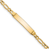 14k Polished Solid Chain/Solid Plate Figaro Link 25x4.8mm Plate 7 inch ID Bracelet FG100ID