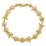 14k Polished Assorted Sea Shell Theme 7.5 inch Bracelet FB1142