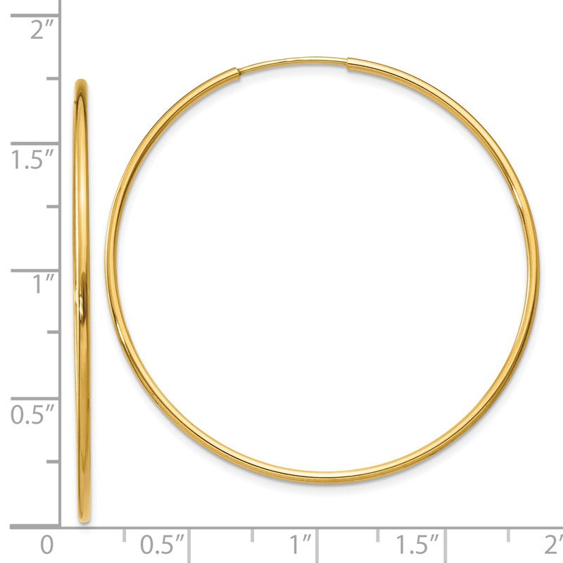 14k 1.2x40mm Polished Endless Tube Hoop Earrings XY1211