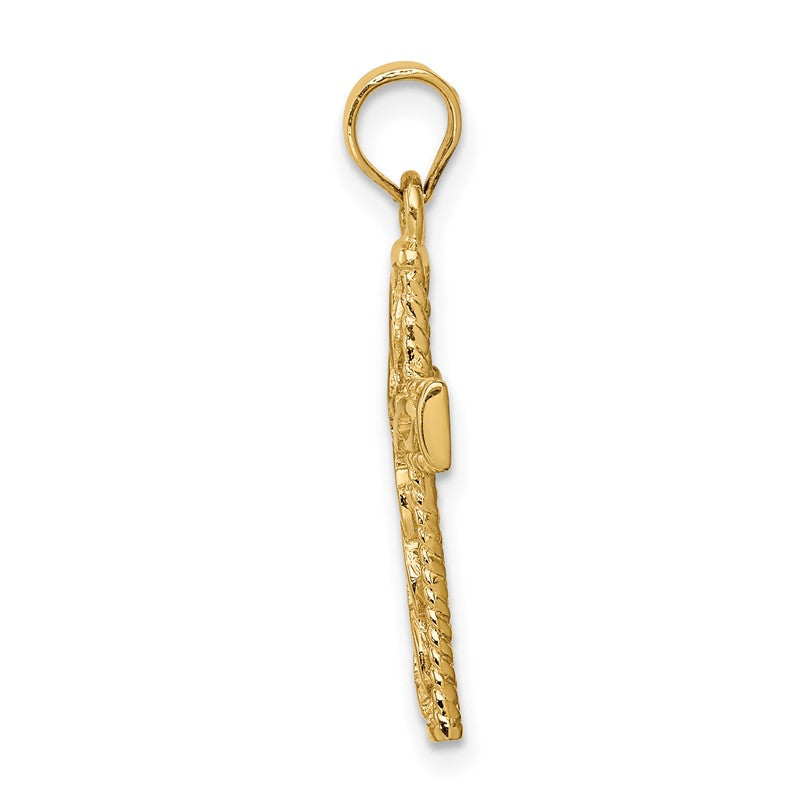 14K Polished Braided Cross Pendant D4642