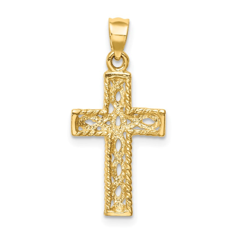 14K Polished Braided Cross Pendant D4642