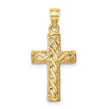 14K Polished Braided Cross Pendant D4642