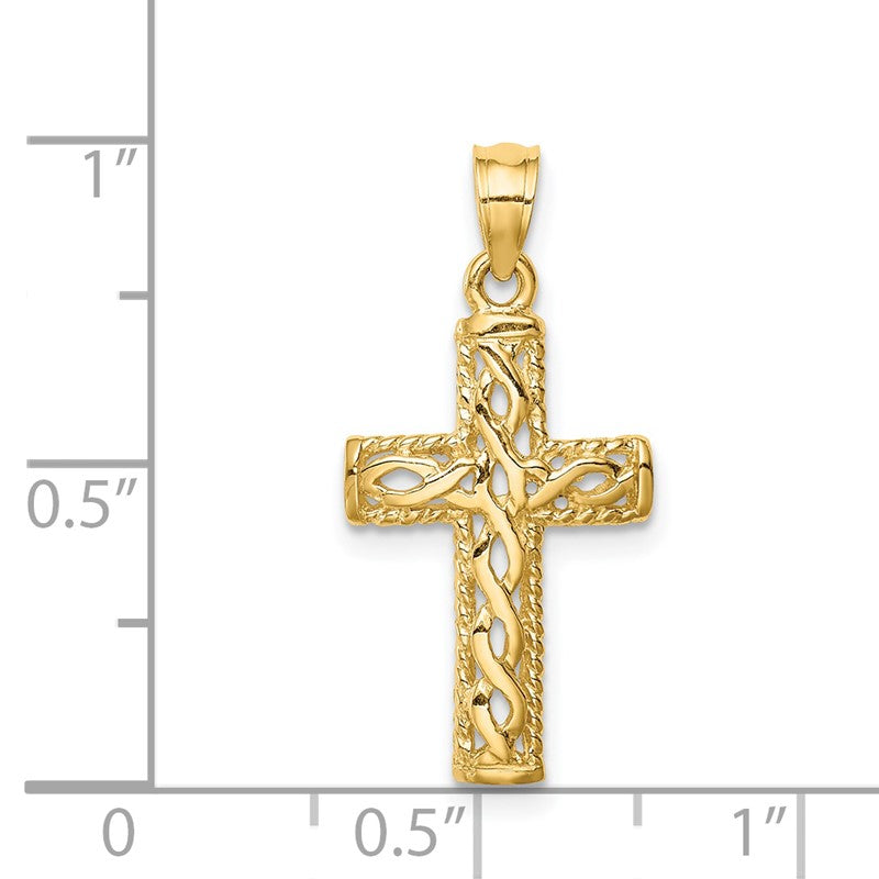 14K Polished Braided Cross Pendant D4642