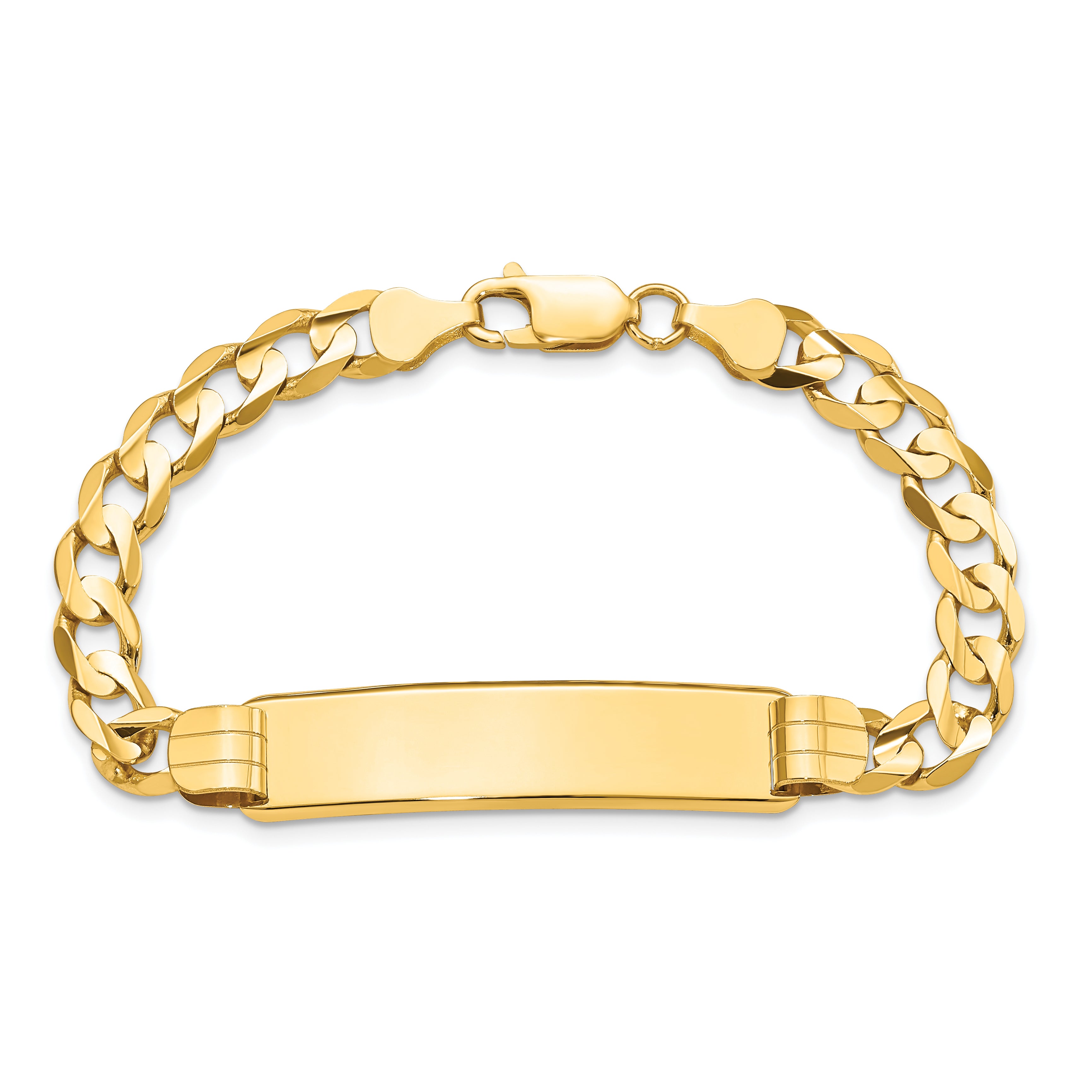 14k Polished Solid Chain/Solid Plate Curb Link 37x9mm Plate 7 inch ID Bracelet LID82