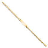 14k Polished Solid Chain/Solid Plate Anchor Link Soft Diamond Shape 24.5x7.5mm Plate 7 inch ID Bracelet LID60C