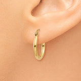 14k 2x15mm Polished Tube Hoop Earrings T917