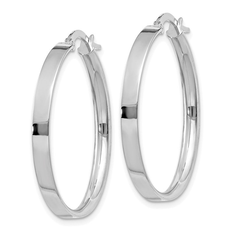 14K White Gold 3x29mm Tube Hoop Earrings PRE572